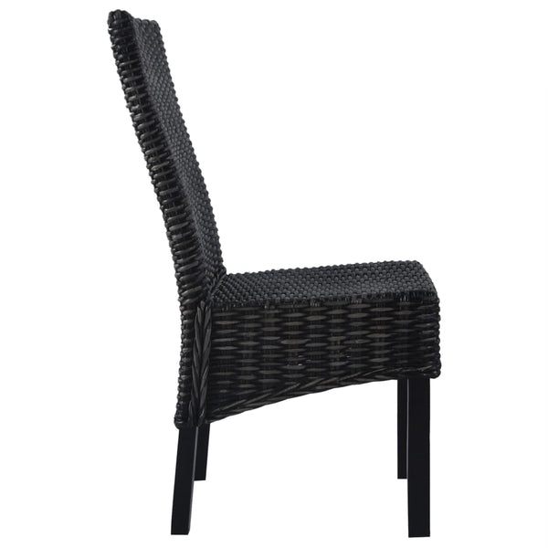 vidaXL Chaises de salle à manger 2 pcs Noir rotin Kubu et bois d'acajou