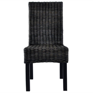 Esszimmerstühle 2 Stk. Schwarz Kubu-Rattan und Mahagoniholz