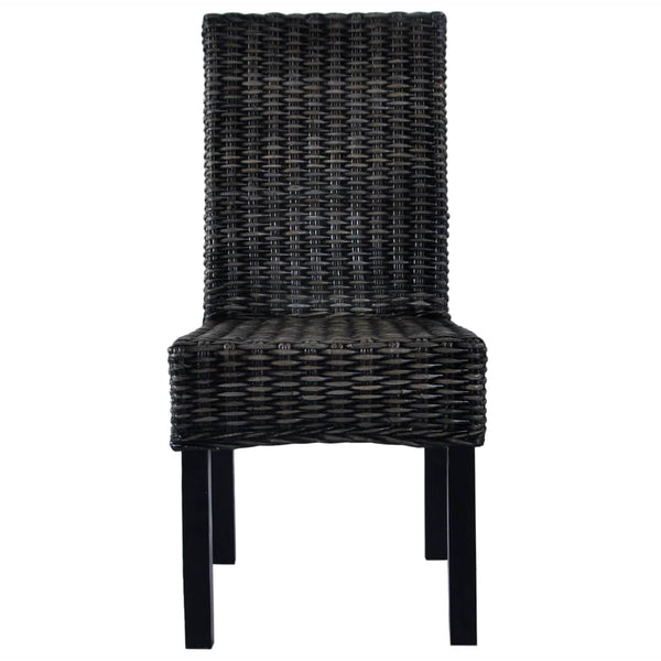 Esszimmerstühle 2 Stk. Schwarz Kubu-Rattan und Mahagoniholz