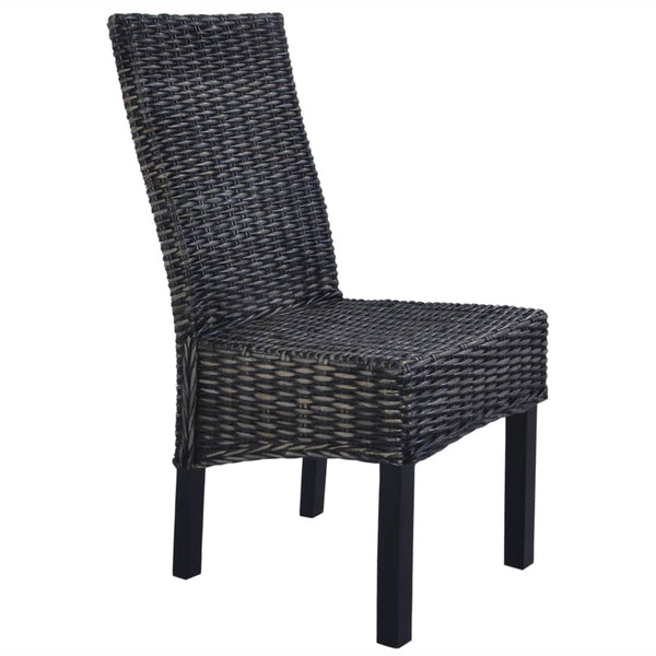 Esszimmerstühle 2 Stk. Schwarz Kubu-Rattan und Mahagoniholz