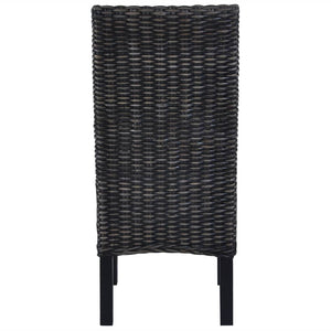 Esszimmerstühle 2 Stk. Schwarz Kubu-Rattan und Mahagoniholz