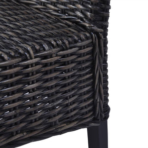 Esszimmerstühle 2 Stk. Schwarz Kubu-Rattan und Mahagoniholz