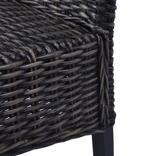 vidaXL Chaises de salle à manger 2 pcs Noir rotin Kubu et bois d'acajou