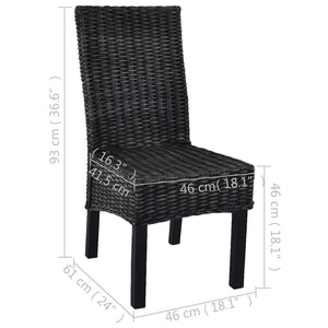 vidaXL Chaises de salle à manger 2 pcs Noir rotin Kubu et bois d'acajou
