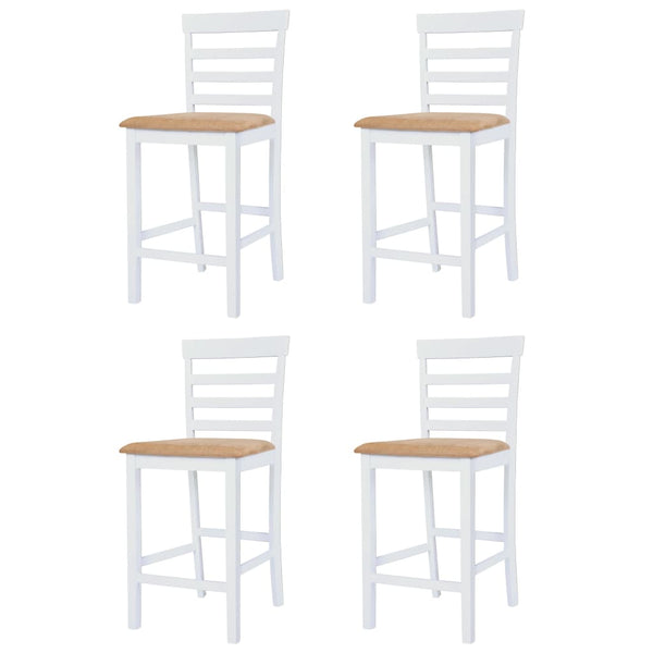 Bartisch mit Stühlen 5-tlg. Massivholz Braun und Weiß