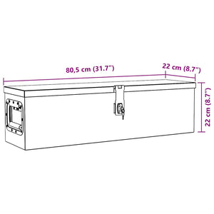 Aluminiumkiste 80,5×22×22 cm Silbern