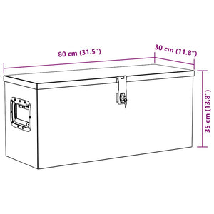 Aluminiumkiste 80×30×35 cm Silbern