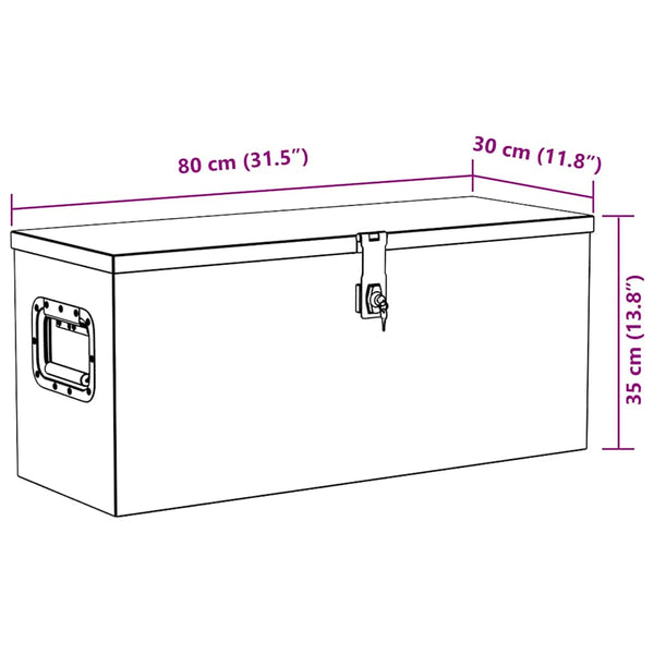 Aluminiumkiste 80×30×35 cm Silbern