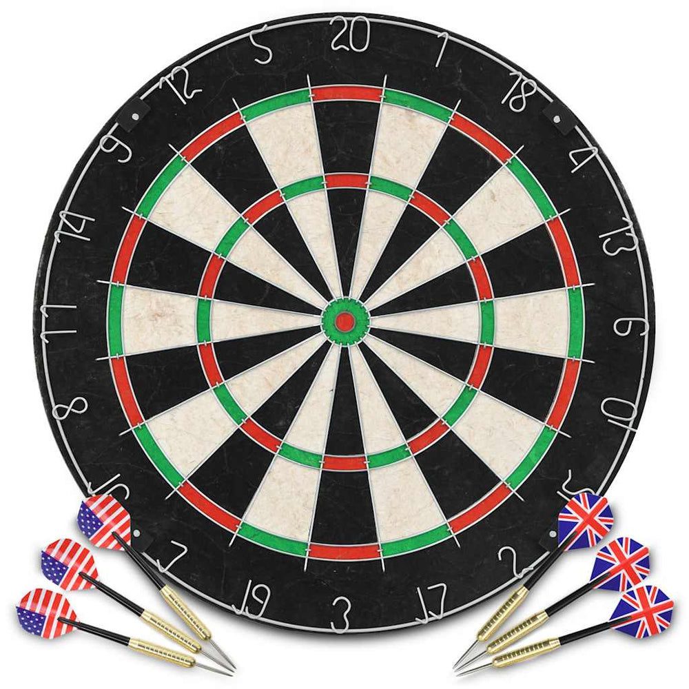 Sisal Dartboard Set mit Stahlspitzen