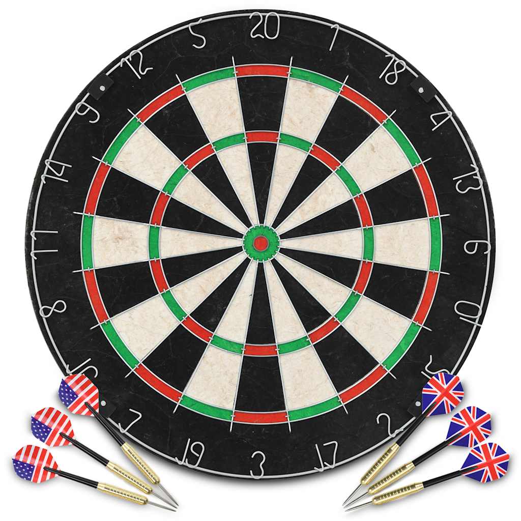 Sisal Dartboard Set mit Stahlspitzen