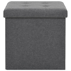 Hocker mit Stauraum 2 Stk. Dunkelgrau Leinenoptik