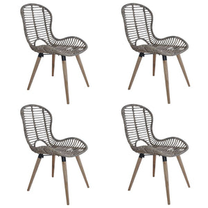 Esszimmerstühle 4 Stk. Braun Natürliches Rattan