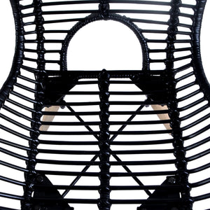Esszimmerstühle 2 Stk. Schwarz Natur Rattan