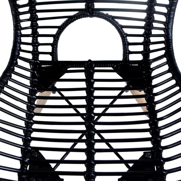 Esszimmerstühle 2 Stk. Schwarz Natur Rattan