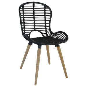 Esszimmerstühle 4 Stk. Schwarz Natur Rattan