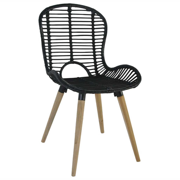 Esszimmerstühle 4 Stk. Schwarz Natur Rattan