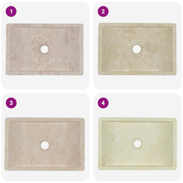 Waschbecken 45x30x12 cm Marmor Hochglanz-Creme