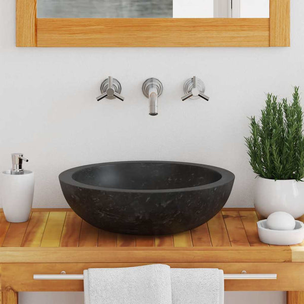 vidaXL Lavabo 40x12 cm Marbre Noir