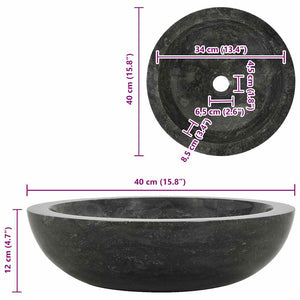 vidaXL Lavabo 40x12 cm Marbre Noir