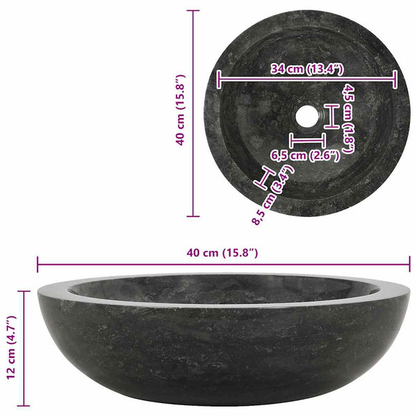 vidaXL Lavabo 40x12 cm Marbre Noir
