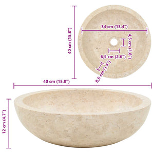 Waschbecken 40x12 cm Marmor Creme