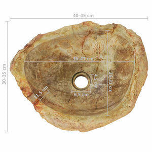 Waschbecken 45x35x15 cm Fossil-Stein Cremeweiß