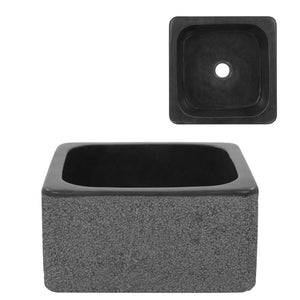 Waschbecken 30x30x15 cm Flussstein Schwarz