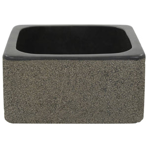 Waschbecken 30x30x15 cm Flussstein Schwarz