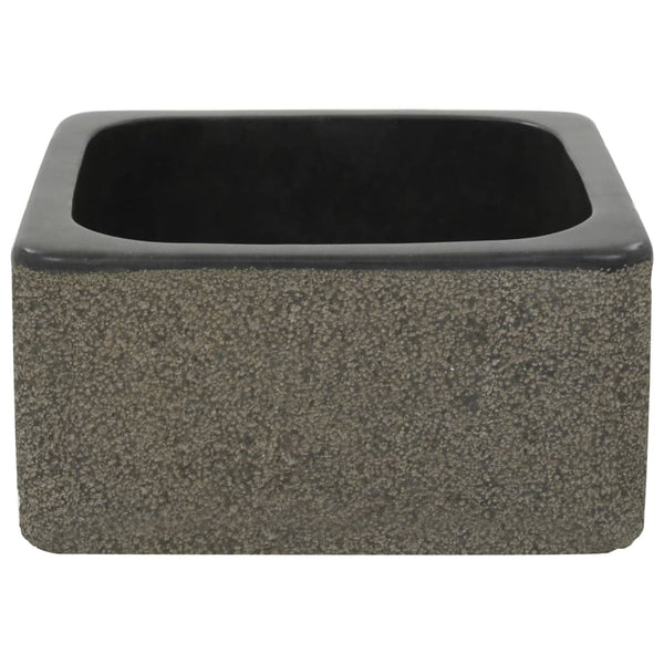 Waschbecken 30x30x15 cm Flussstein Schwarz