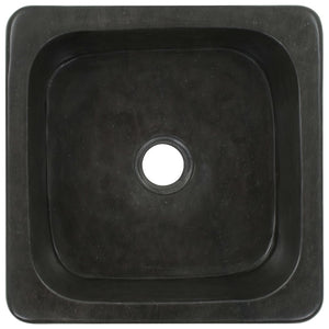Waschbecken 30x30x15 cm Flussstein Schwarz