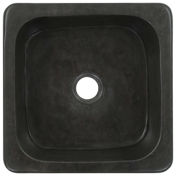 Waschbecken 30x30x15 cm Flussstein Schwarz
