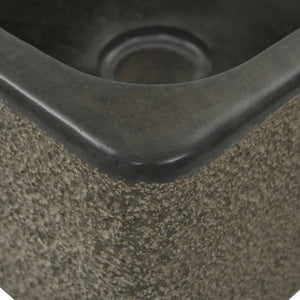 Waschbecken 30x30x15 cm Flussstein Schwarz