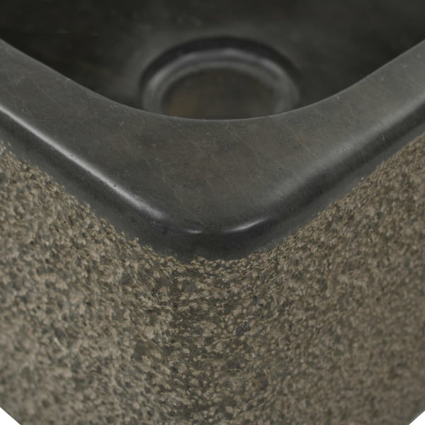 Waschbecken 30x30x15 cm Flussstein Schwarz