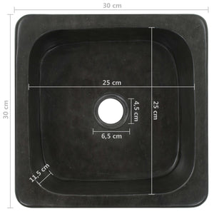 Waschbecken 30x30x15 cm Flussstein Schwarz