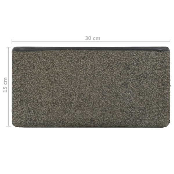 Waschbecken 30x30x15 cm Flussstein Schwarz