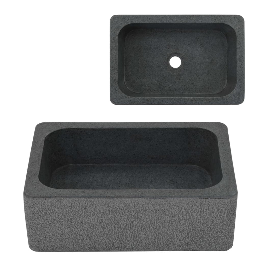 Waschbecken 45x30x15 cm Flussstein Schwarz