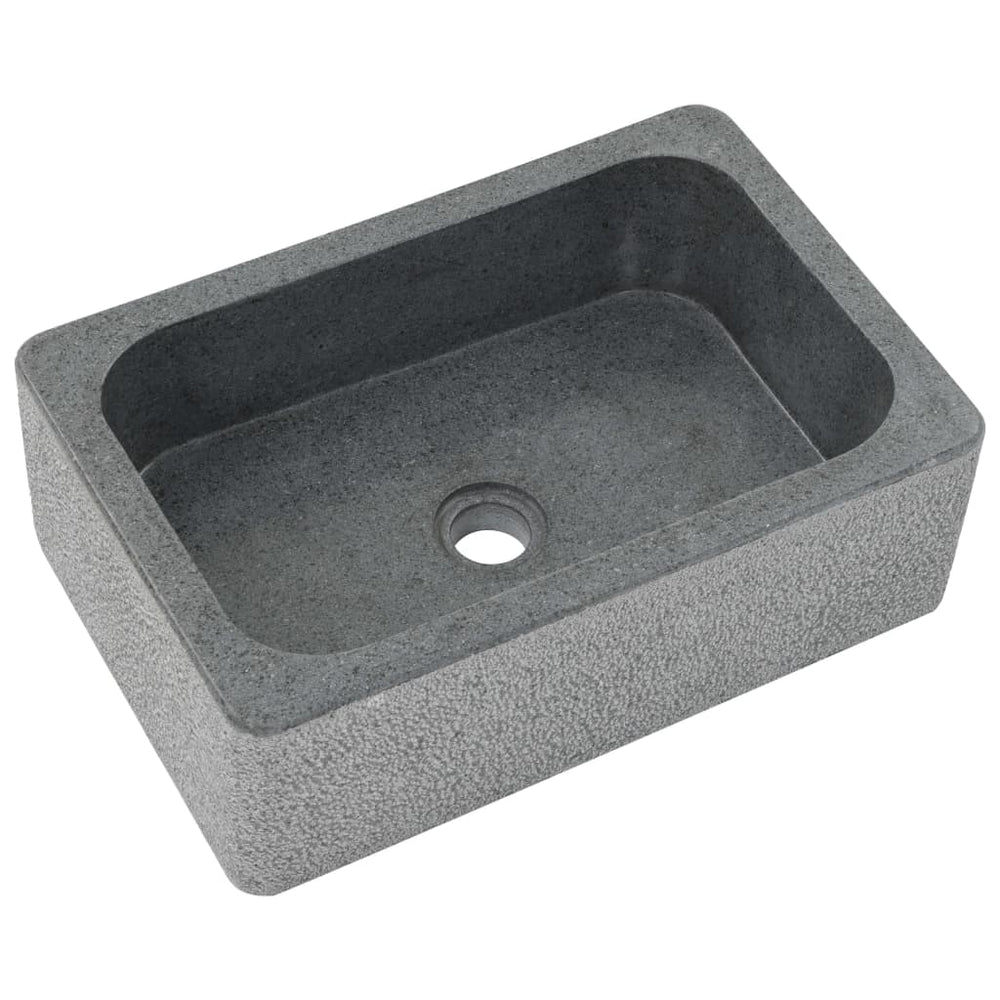 Waschbecken 45x30x15 cm Flussstein Schwarz
