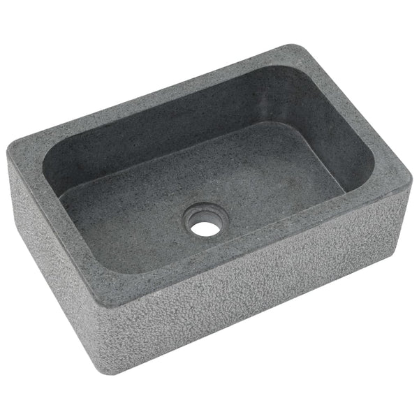 Waschbecken 45x30x15 cm Flussstein Schwarz