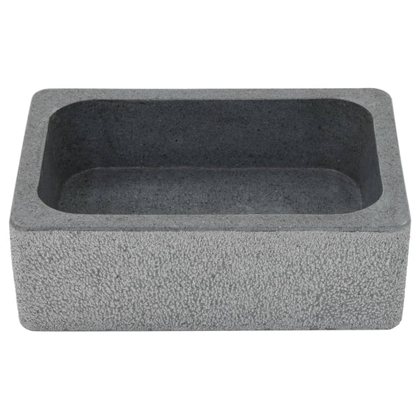 Waschbecken 45x30x15 cm Flussstein Schwarz