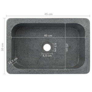 Waschbecken 45x30x15 cm Flussstein Schwarz