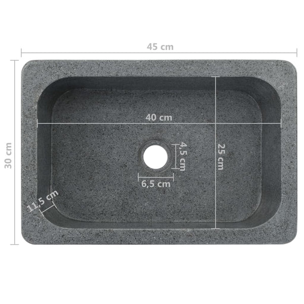 Waschbecken 45x30x15 cm Flussstein Schwarz