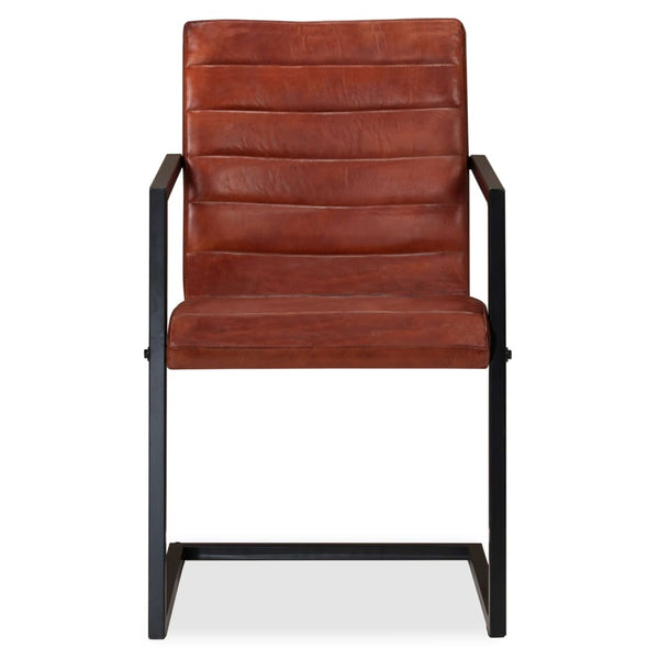 vidaXL Dining Chairs 6 pcs Real Leather Brown