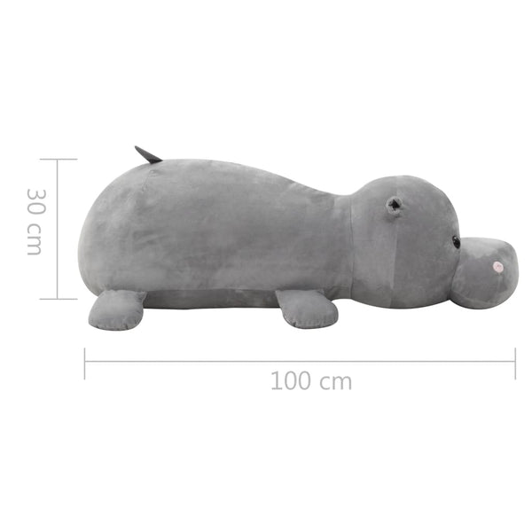 vidaXL Hippopotame en peluche Gris