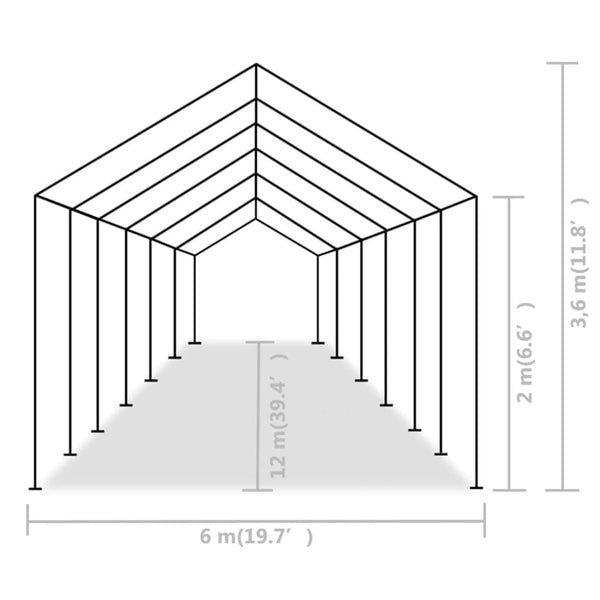 vidaXL Tente de réception PE 6x12 m Gris