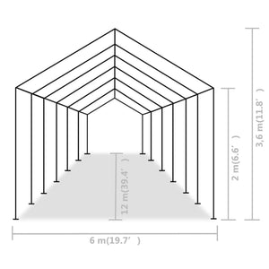 vidaXL Tente de réception PE 6x12 m Gris