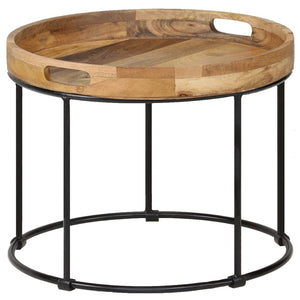 Couchtisch Massivholz Mango und Stahl 50x40 cm