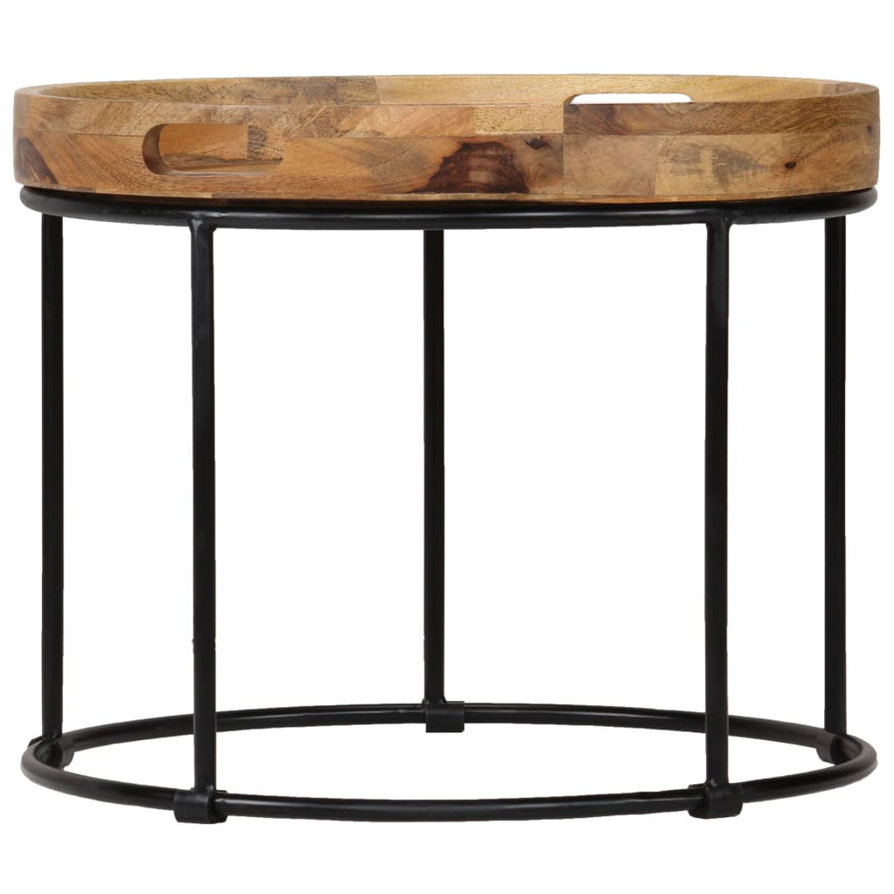 vidaXL Table basse bois de manguier massif et acier 50x40 cm