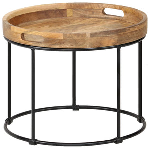 Couchtisch Massivholz Mango und Stahl 50x40 cm