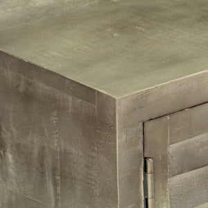 vidaXL Meuble TV en bois de manguier massif gris avec laiton 110x30x48 cm