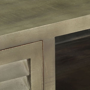 vidaXL Meuble TV en bois de manguier massif gris avec laiton 110x30x48 cm